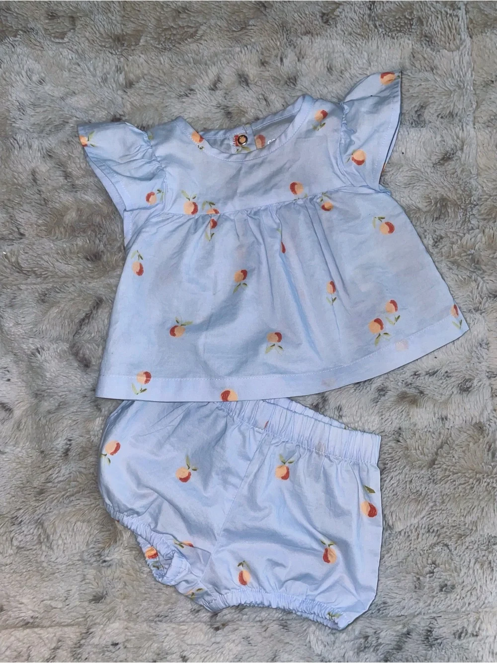 Caters Light Blue Peach Print Baby Top & Bloomers Set